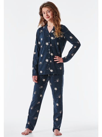 Schiesser Pyjama donkerblauw/wit