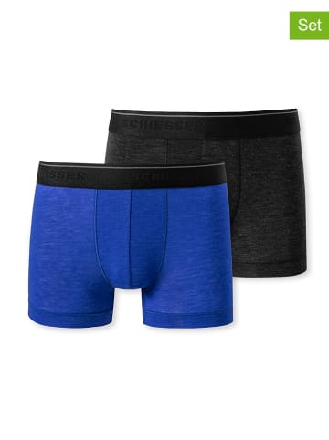 Schiesser 2-delige set: boxershorts blauw/zwart