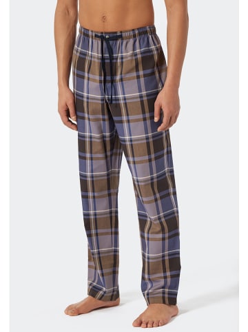 Schiesser Pyjama-Hose in Blau/ Braun