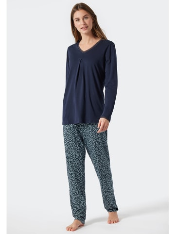 Schiesser Pyjama donkerblauw/lichtblauw