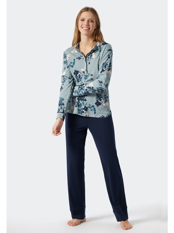 Schiesser Pyjama lichtblauw/donkerblauw