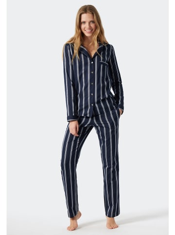Schiesser Pyjama donkerblauw/wit