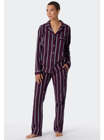 Schiesser Pyjama bordeaux/donkerblauw