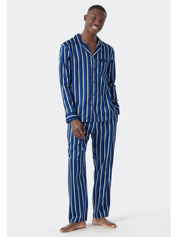 Schiesser Pyjama blauw/wit