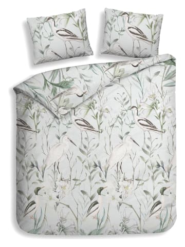 Heckett Lane Flanellen beddengoedset "Raven" wit/groen