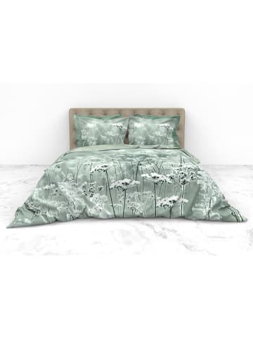 Heckett Lane Twill beddengoedset "Beyla" groen/wit