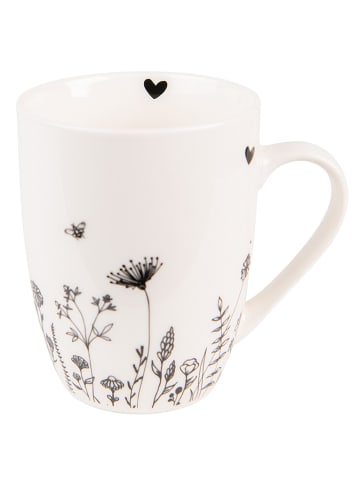 Clayre & Eef Kaffeetasse in Weiß/ Schwarz - 300 ml