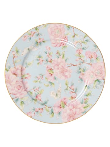 Clayre & Eef Dessertteller in Hellblau/ Rosa - Ø 19 cm