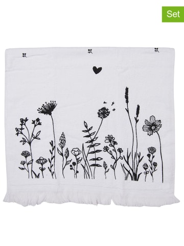 Clayre & Eef Ręczniki (3 szt.) w kolorze biało-czarnym - 66 x 40 cm