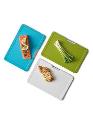 JosephJoseph 4tlg. Schneidebrett-Set "Folio Slim" in Blau/ Grün/ Weiß