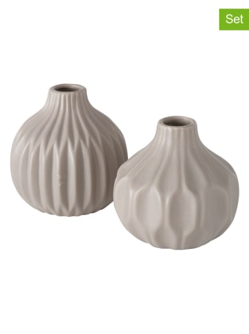 Boltze 2er-Set: Vasen in Beige - (H)11 x Ø 11 cm
