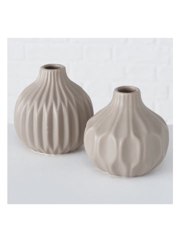 Boltze 2er-Set: Vasen in Beige - (H)11 x Ø 11 cm