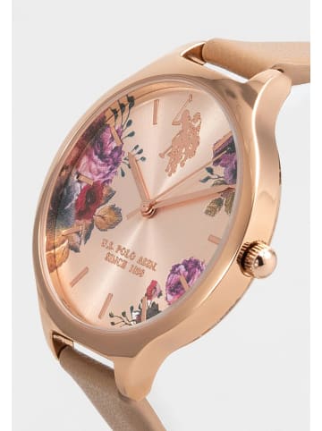 U.S. Polo Assn. Kwartshorloge beige/roségoudkleurig