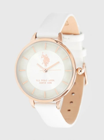 U.S. Polo Assn. Zegarek kwarcowy w kolorze różowozłoto-białym