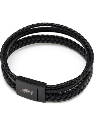 U.S. Polo Assn. SkÃ³rzana bransoletka w kolorze czarnym