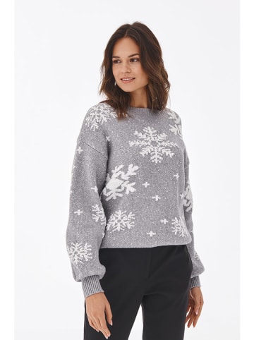 TATUUM Pullover in Grau/ Weiß
