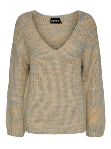 Pieces Pullover in Beige/ Grau