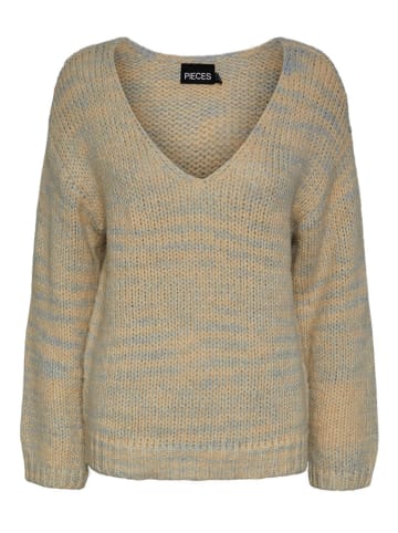 Pieces Sweter "Nanna" w kolorze beżowo-szarym