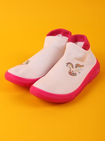 Denokids Sneakersy "Pembe Unicorn" w kolorze kremowo-różowym
