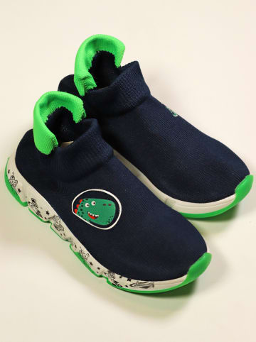 Denokids Sneakersy "Space Dino" w kolorze granatowo-zielonym