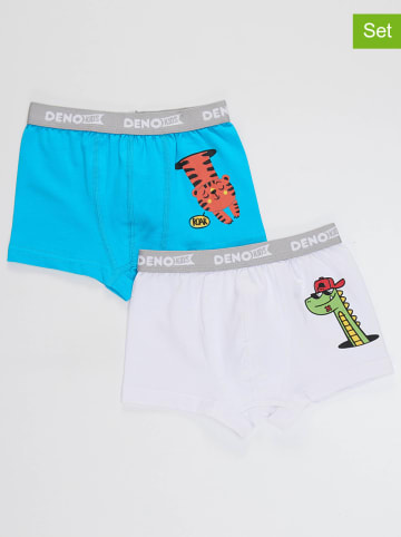 Denokids 2-delige set: boxershorts blauw/wit