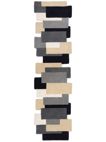 Flair Rugs Woll-Läufer in Grau/ Beige/ Schwarz