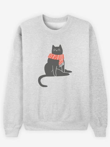 WOOOP Bluza "Cold Cat" w kolorze jasnoszarym ze wzorem