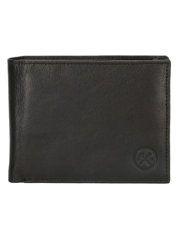 HIDE & STITCHES Leder-Geldbörse in Schwarz - (B)13 x (H)10 x (T)3 cm