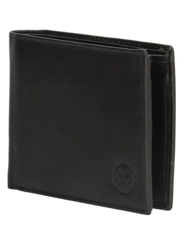 HIDE & STITCHES Leder-Geldbörse in Schwarz - (B)13 x (H)10 x (T)3 cm