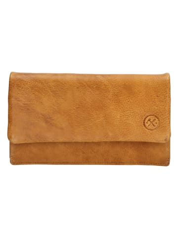 HIDE & STITCHES Leder-Geldbörse in Senf - (B)18 x (H)10 x (T)2 cm