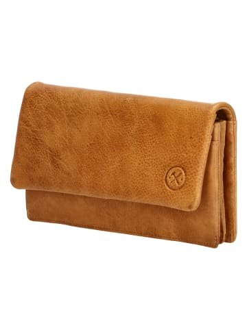 HIDE & STITCHES Leder-Geldbörse in Senf - (B)18 x (H)10 x (T)2 cm
