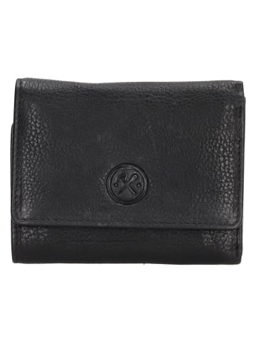 HIDE & STITCHES Leder-Geldbörse "Paint Rock" in Schwarz - (B)10 x (H)8 x (T)2 cm