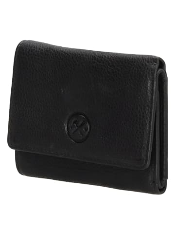 HIDE & STITCHES Leder-Geldbörse "Paint Rock" in Schwarz - (B)10 x (H)8 x (T)2 cm