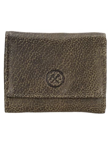 HIDE & STITCHES Leren portemonnee "Paint Rock" kaki - (B)10 x (H)8 x (D)2 cm