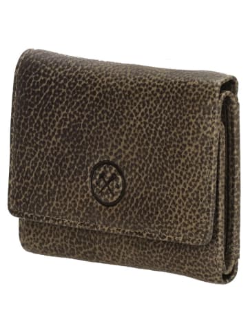 HIDE & STITCHES Leren portemonnee kaki - (B)10 x (H)8 x (D)2 cm