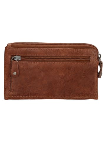 HIDE & STITCHES Leren portemonnee cognackleurig - (B)16 x (H)9 x (D)2 cm