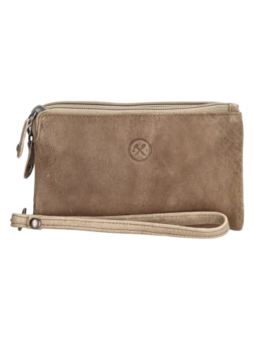HIDE & STITCHES Leder-Geldbörse "Paint Rock" in Beige - (B)16 x (H)9 x (T)2 cm