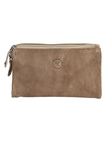 HIDE & STITCHES Leren portemonnee "Paint Rock" beige - (B)16 x (H)9 x (D)2 cm