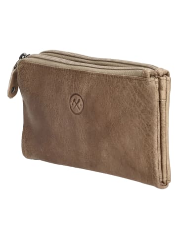HIDE & STITCHES Leder-Geldbörse "Paint Rock" in Beige - (B)16 x (H)9 x (T)2 cm