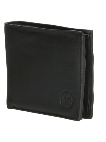 HIDE & STITCHES Leren portemonnee zwart - (B)11 x (H)9 x (D)2 cm