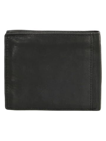 HIDE & STITCHES Leren portemonnee zwart - (B)11 x (H)9 x (D)2 cm