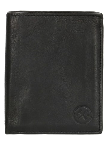 HIDE & STITCHES Leren portemonnee zwart - (B)9,5 x (H)11,5 x (D)2 cm
