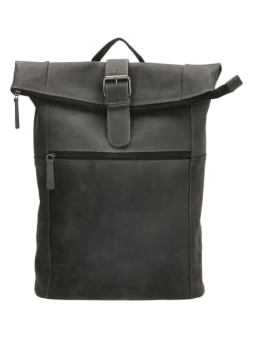 HIDE & STITCHES Leder-Rucksack in Schwarz - (B)36 x (H)41 x (T)13 cm