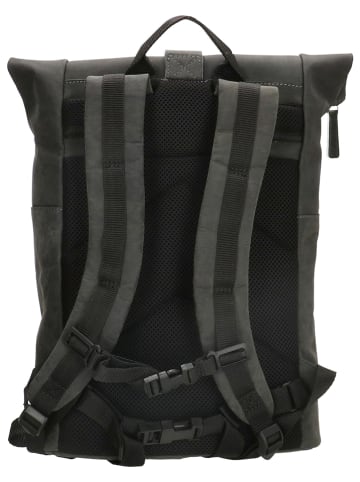 HIDE & STITCHES Leder-Rucksack in Schwarz - (B)36 x (H)41 x (T)13 cm