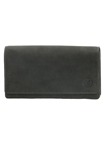 HIDE & STITCHES Leren portemonnee zwart - (B)15,3 x (H)9 x (D)3 cm