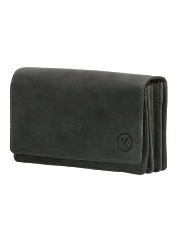HIDE & STITCHES Leren portemonnee zwart - (B)15,3 x (H)9 x (D)3 cm