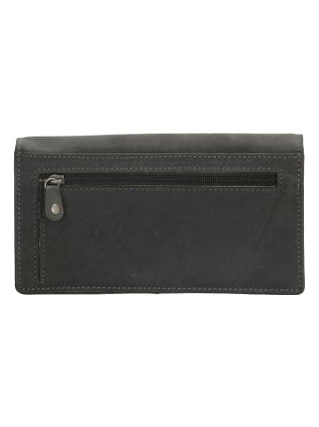 HIDE & STITCHES Leren portemonnee zwart - (B)15,3 x (H)9 x (D)3 cm