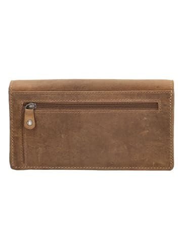 HIDE & STITCHES Leder-Geldbörse in Hellbraun - (B)15,3 x (H)9 x (T)3 cm