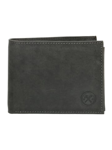 HIDE & STITCHES Leren portemonnee zwart - (B)12 x (H)9,5 x (D)2 cm