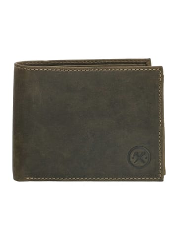 HIDE & STITCHES Leren portemonnee kaki - (B)12 x (H)9,5 x (D)2 cm